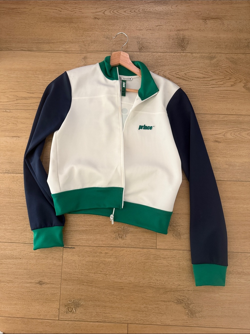 Prince White, Green & Navy Colorblock Zip Jacket